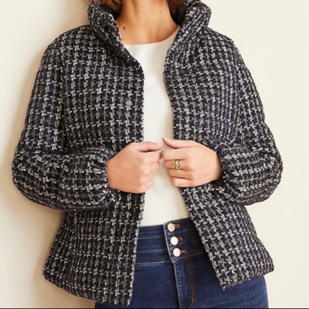 NWT Ann Taylor Tweed Puffer Jacket